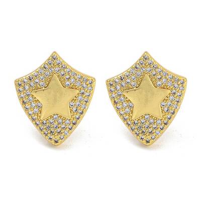 Rack Plating Brass Micro Pave Clear Cubic Zirconia Stud Earrings