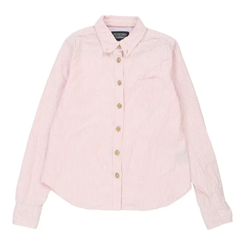 Age 13 Ralph Lauren Striped Shirt - Large Pink Cotton