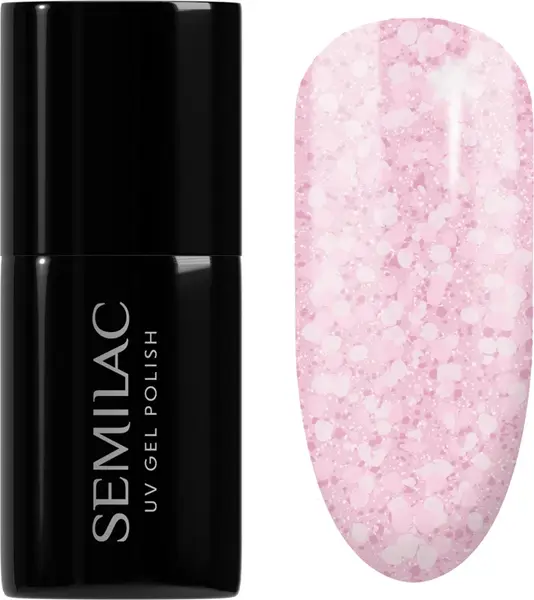 Semilac UV Hybrid Crushed_ICE Gel Nail Polish with UV/LED Lamp Color 491 Strawberry Ice 7 ml