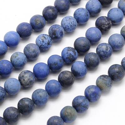 Frosted Round Natural Grade AA Sodalite Beads Strands