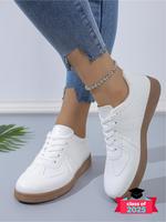 Women's Fashionable Lace Up Low Top Thick Soled Sneakers, Trendy Walking Stylish Sneaker, Casual Comfortable Sports Shoes for...