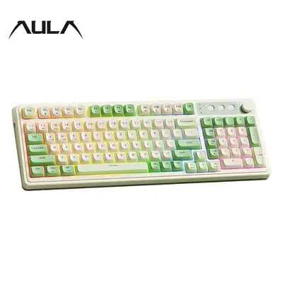 AULA S99 Membrane Keyboard, USB Charging 99 Keyboard with RGB Backlight, Ergonomic Keyboard, Comfortable Hand Gesture Keybo...