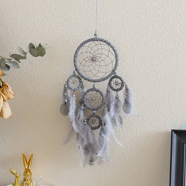 Woven Web/Net with Feather Pendant Decorations