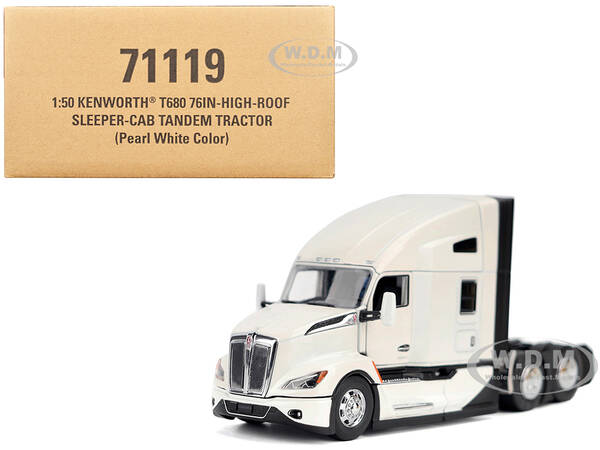 Kenworth T680 Truck Tractor Pearl White Transport Series 1/50 Diecast Model by Diecast Masters