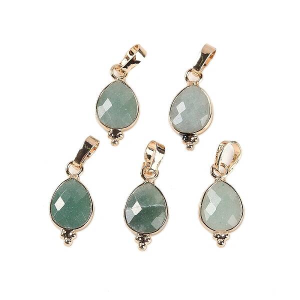 Natural Green Aventurine Faceted Pendans