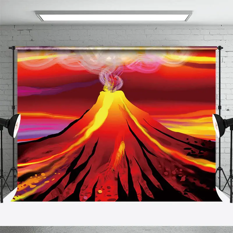 Drawing Red Volcanic Eruption Magma Dance Backdrop - Aperturee