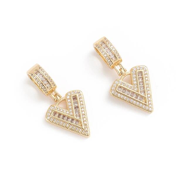 Brass Micro Pave Cubic Zirconia Pendants