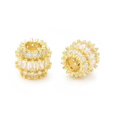 Brass Micro Pave Cubic Zirconia European Beads