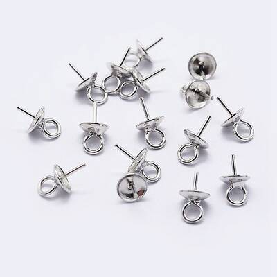 925 Sterling Silver Cup Pearl Bail Pin Pendants