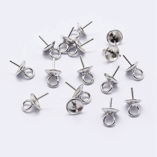 925 Sterling Silver Cup Pearl Bail Pin Pendants