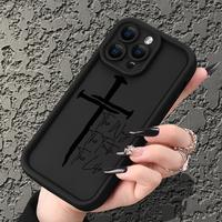 Cross letter Christ Pattern Case for iPhone 16 15 14 Pro Max 13 12 11 XR XS Plus Shockproof Drop Protection Rugged Durable Si...