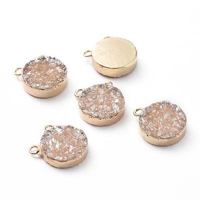 Electroplate Natural Druzy Agate Charms