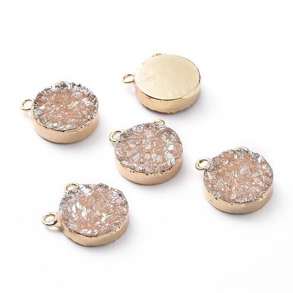 Electroplate Natural Druzy Agate Charms