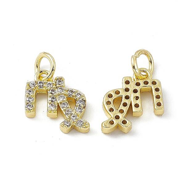 Real 18K Gold Plated Brass Micro Pave Clear Cubic Zirconia Charms