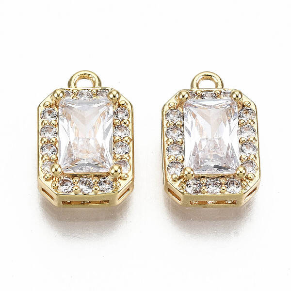 Brass Micro Pave Clear Cubic Zirconia Charms