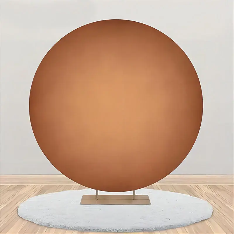 Brown Gradient Simple Round Birthday Party Bakdrop - Aperturee