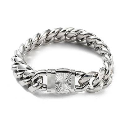 Non-Tarnish 304 Stainless Steel Cuban Link Chains Bracelets for Men & Women