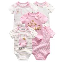 New Style Newborn Baby clothes 5 PCS 100% Cotton Cartoon Pattern Cute Soft and Comfortable Short-Sleeve Girl Bodysuit