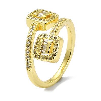 Brass with Cubic Zirconia Open Cuff Ring