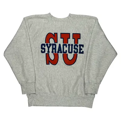 Syracuse University Champion College Sweatshirt - Medium Grey Cotton Blend
