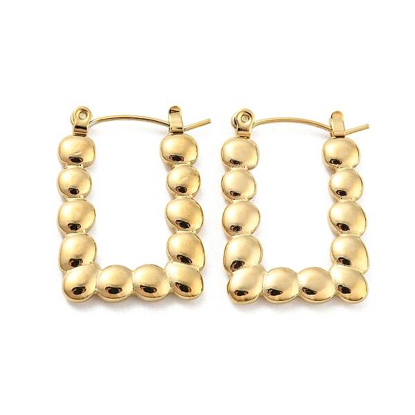 Rectangle Bubble 304 Stainless Steel Hoop Earrings for Women