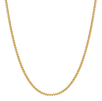 Sterling Silver with Yellow Gold Plated Round Box Chain Necklace for Men 2mm