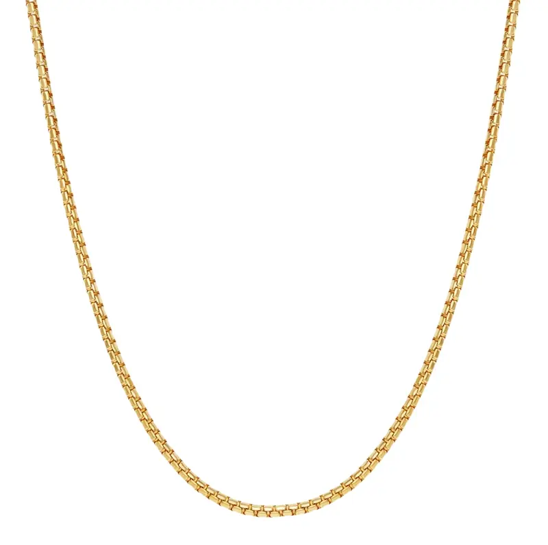 Sterling Silver with Yellow Gold Plated Round Box Chain Necklace for Men 2mm
