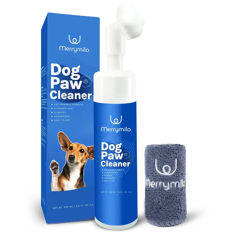 Dog Paw Cleaner waterless Foam: MerryMilo No-Rinse Paw Foaming Cleanser - Natural Formulated Paw Cleanser Dogs