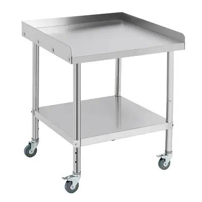 GARVEE 28L x 24W x 30H NSF Certified Stainless Steel Grill Stand Table - 400 lbs Capacity, 2 Edge Baffle, 5 Wheels, Adju...