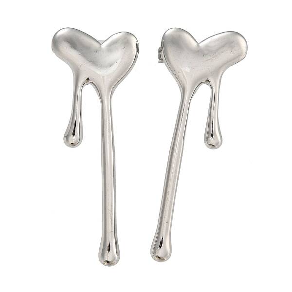 304 Stainless Steel Heart Stud Earrings for Women