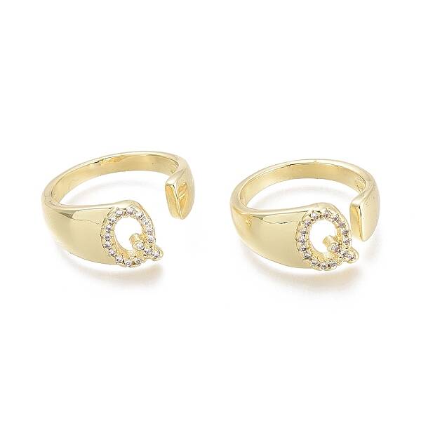 Brass Micro Pave Clear Cubic Zirconia Cuff Rings