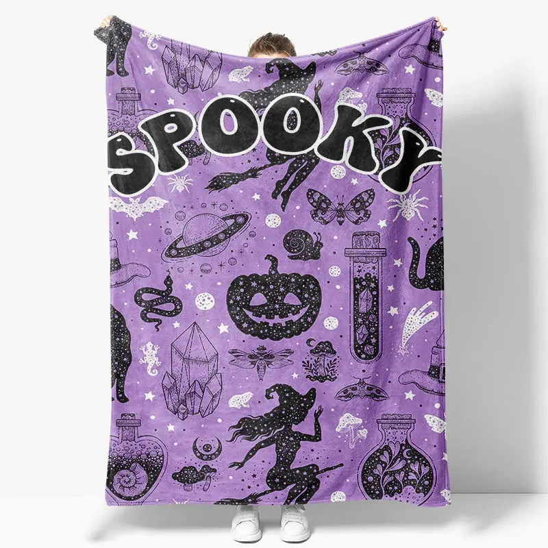 Purple Black Halloween Spooky Custom Text Blanket