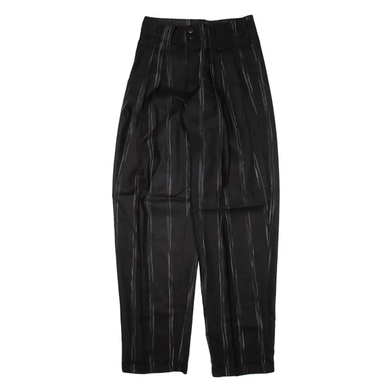 Striped Trousers Black Loose Tapered Viscose Womens W27 L31