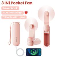 Mini Handheld Fan with Phone Charging - Gaiatop, Foldable Pocket Design, USB Battery-Powered, Ideal for Women, Travel, and Ou...