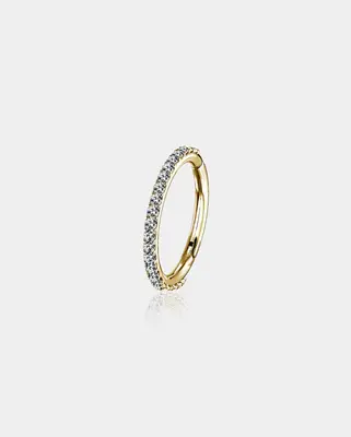 14K Gold CZ Segment Daith Hoop - 6mm
