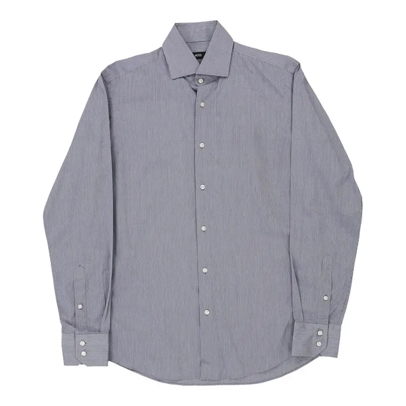 Hugo Boss Striped Shirt - Medium Blue Cotton