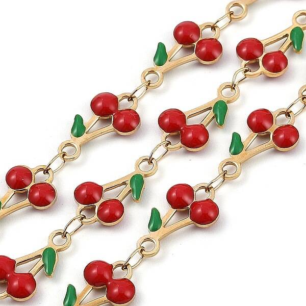 Ion Plating(IP) 304 Stainless Steel Enamel Cherry Link Chains