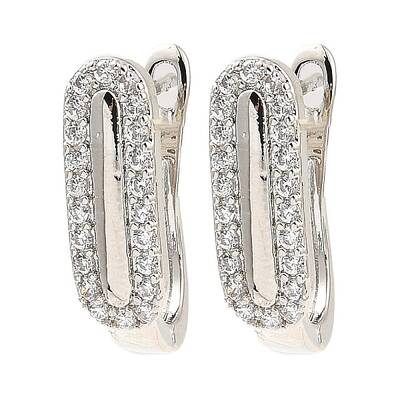 Brass Micro Pave Cubic Zirconia Hoop Earrings