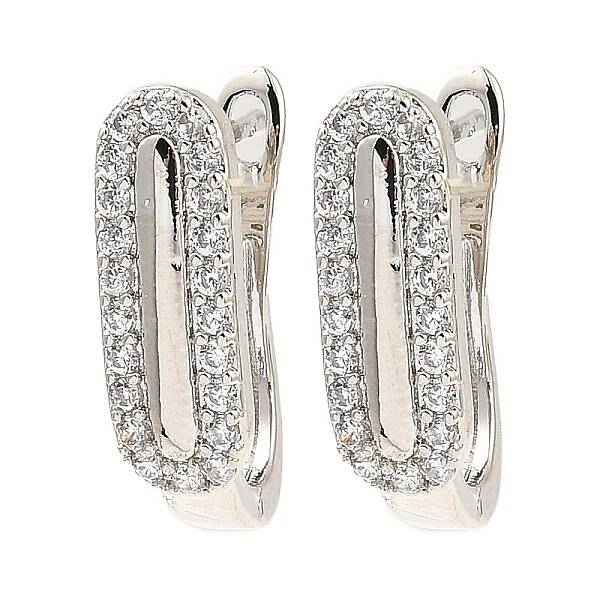 Brass Micro Pave Cubic Zirconia Hoop Earrings