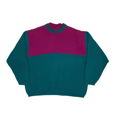 HANES Colourblock Sweatshirt Green 90s Womens XL