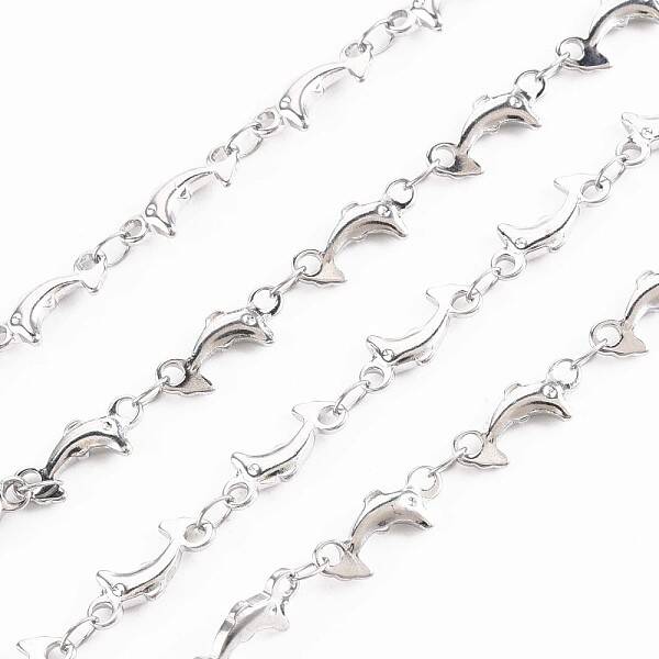 Non-Tarnish 201 Stainless Steel Dolphin & Oval Link Chains