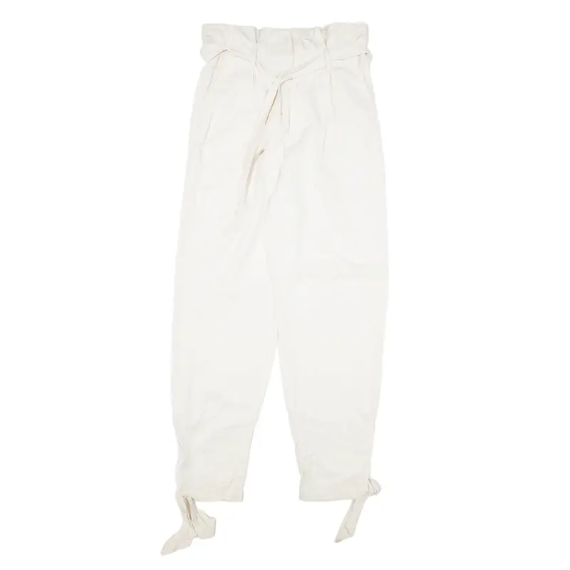REFORMATION Belted Trousers Cream Relaxed Tapered Womens W28 L28