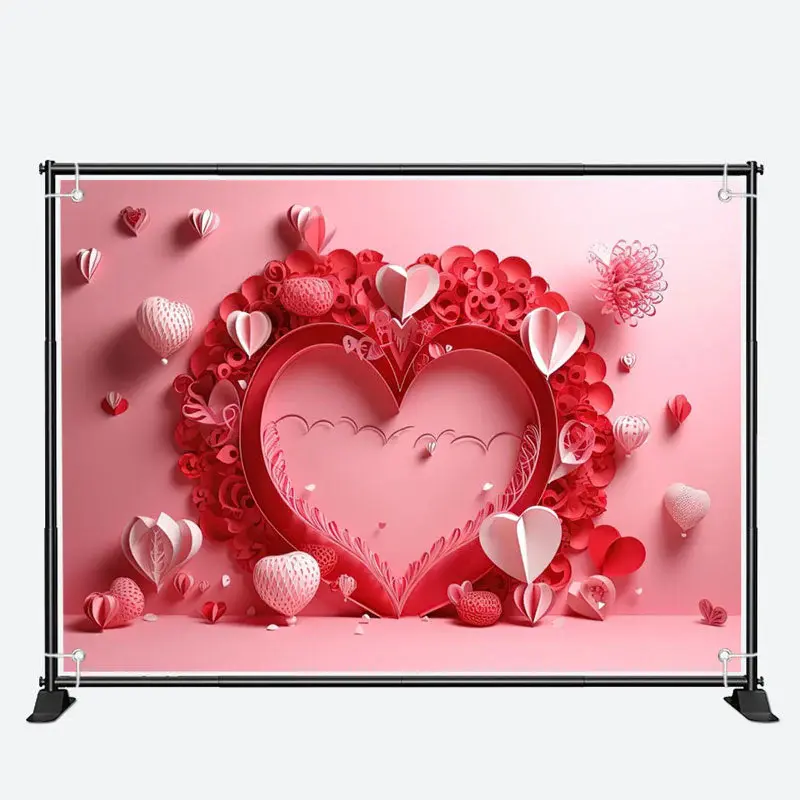 Paper Cuttings Pink Heart Valentines Day Backdrop - Aperturee