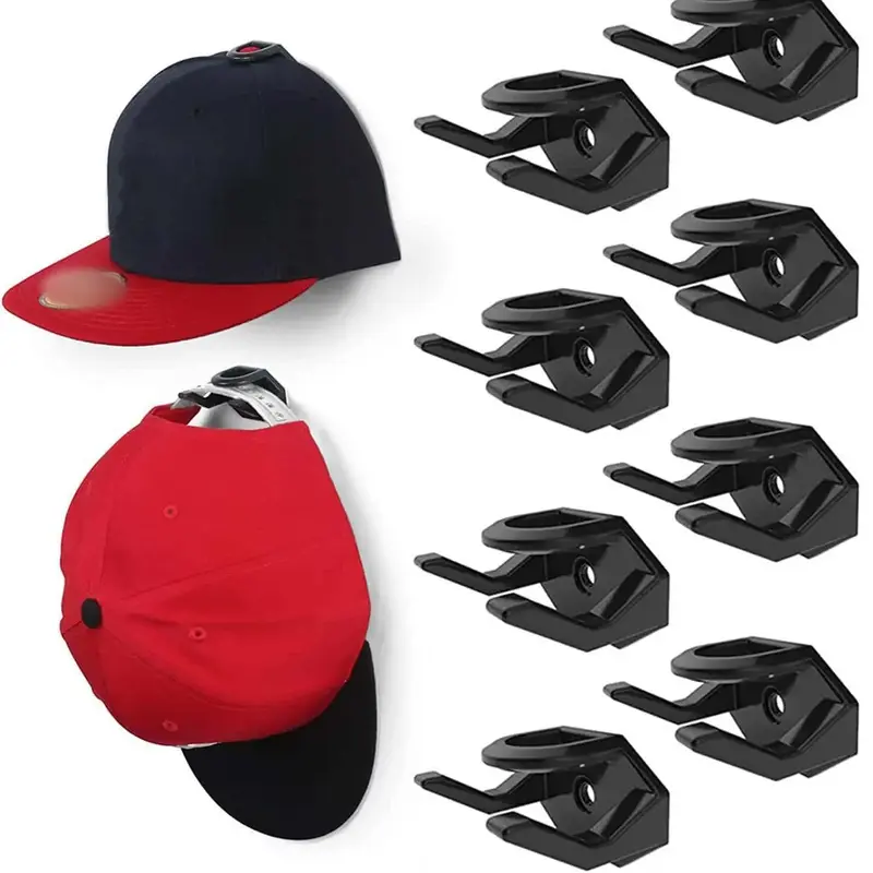 Baseball Cap Hook without Cap, 8pcs/set Multifunctional Wall Mounted Hat Storage Hook, Punch Free Earphone Necklace Storage H...