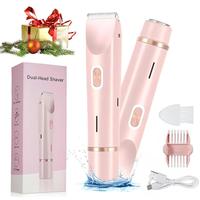 Mother's Day Gift, Electric Bikini Trimmer, 2 in 1 Body & Facial Hair Removal, Dual-head Electric Shaver, Waterproof Recharg...