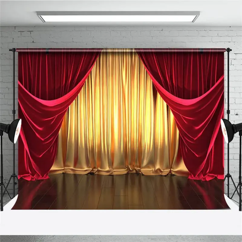 Classic Red And Gold Stage Curtain Photo Backdrop - Aperturee