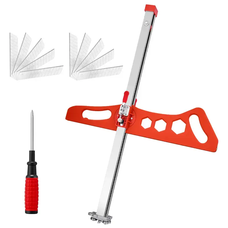 Drywall Cutting Tool Foldable Drywall Cutter for Wall Build Decoration Gypsum Board Cutting with 19 Wheels Orange Silver Desi...