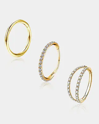 3PCS Classic and Hottest Nose Rings Set - Gold / 6mm