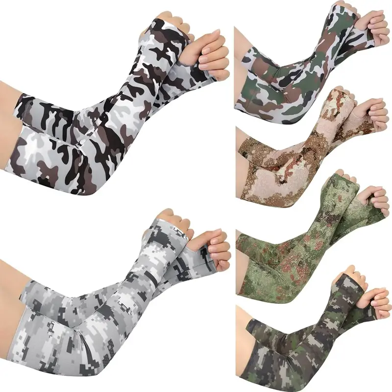 6 Pairs Arm Sleeves Compression Arm Sleeves for Women Men UV Sun Protection Cooling Sleeves