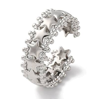Rack Plating Star Brass Open Cuff Rings for Women